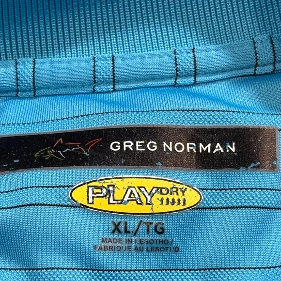 Greg Norman Play Dry Sporty Men's Blue Striped Golf Shirt XL EUC - Picture 6 of 7